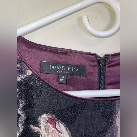 Lafayette 148 Jacquard Floral Sleeveless Sheath Dress Women's 4 Black Red - Picture 5 of 7